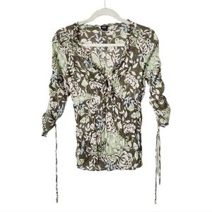 ESPRIT x VINTAGE 90s sheer long‎ sleeve floral top size 6